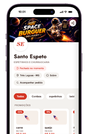 Cardápio digital do Delivr aberto no celular